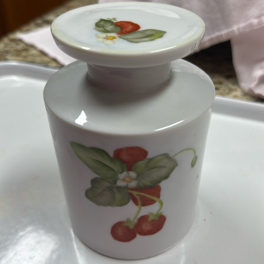 Strawberry Cannister Decorative Strawberry Cannister with Lid